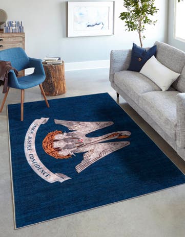 Navy Blue Louisiana The Flag Collection Rug