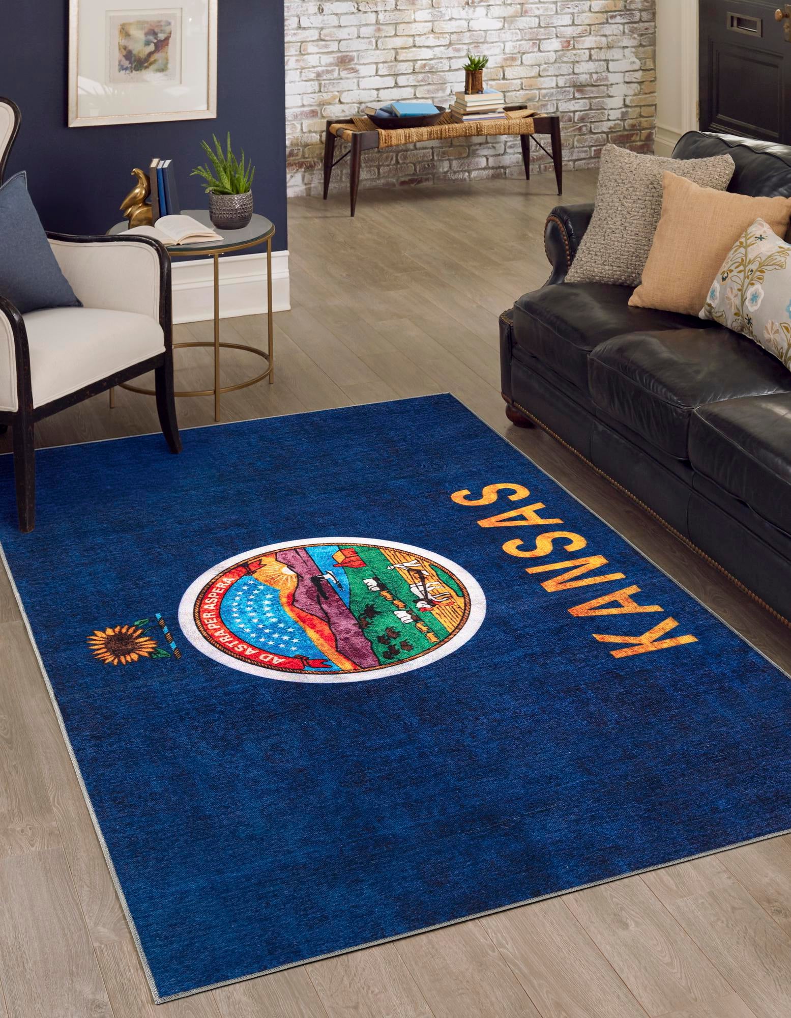 Navy Blue Kansas The Flag Collection Rug