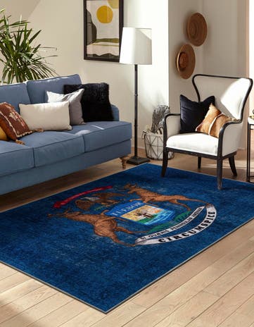 Navy Blue Michigan The Flag Collection Rug