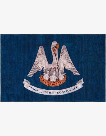 Navy Blue Louisiana The Flag Collection Rug