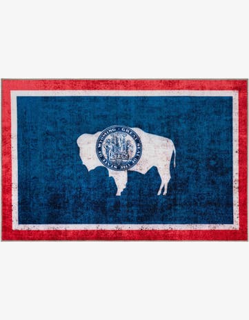 Navy Blue Wyoming The Flag Collection Rug