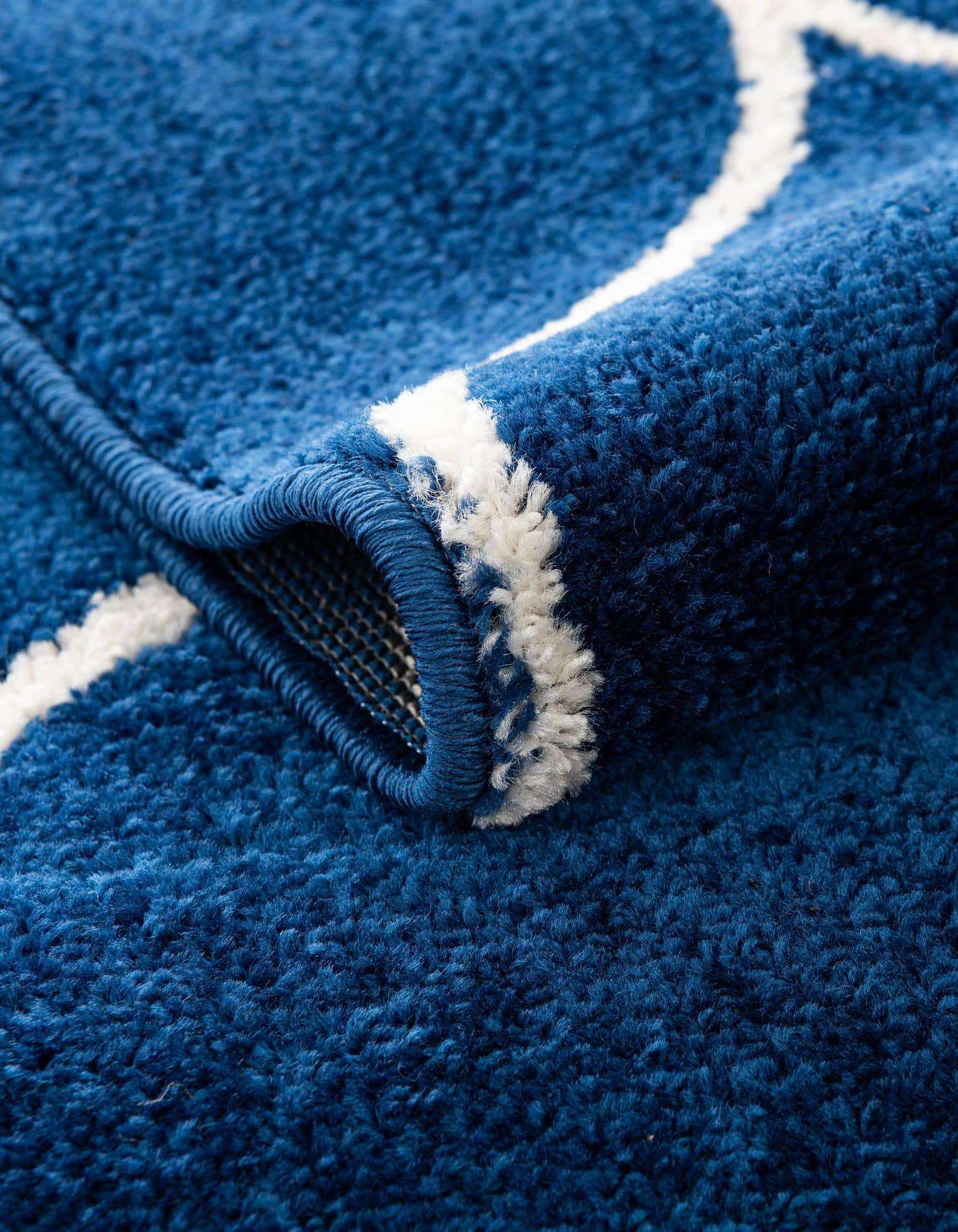 Custom Navy Blue Trellis Frieze Rug