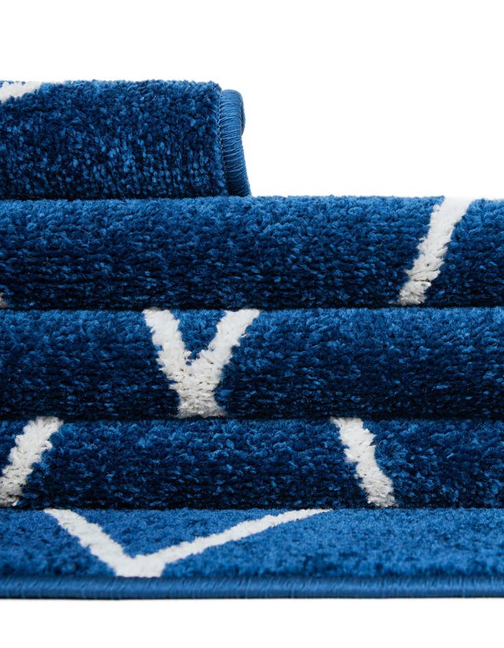 Detail image of Custom Navy Blue Trellis Frieze Rug