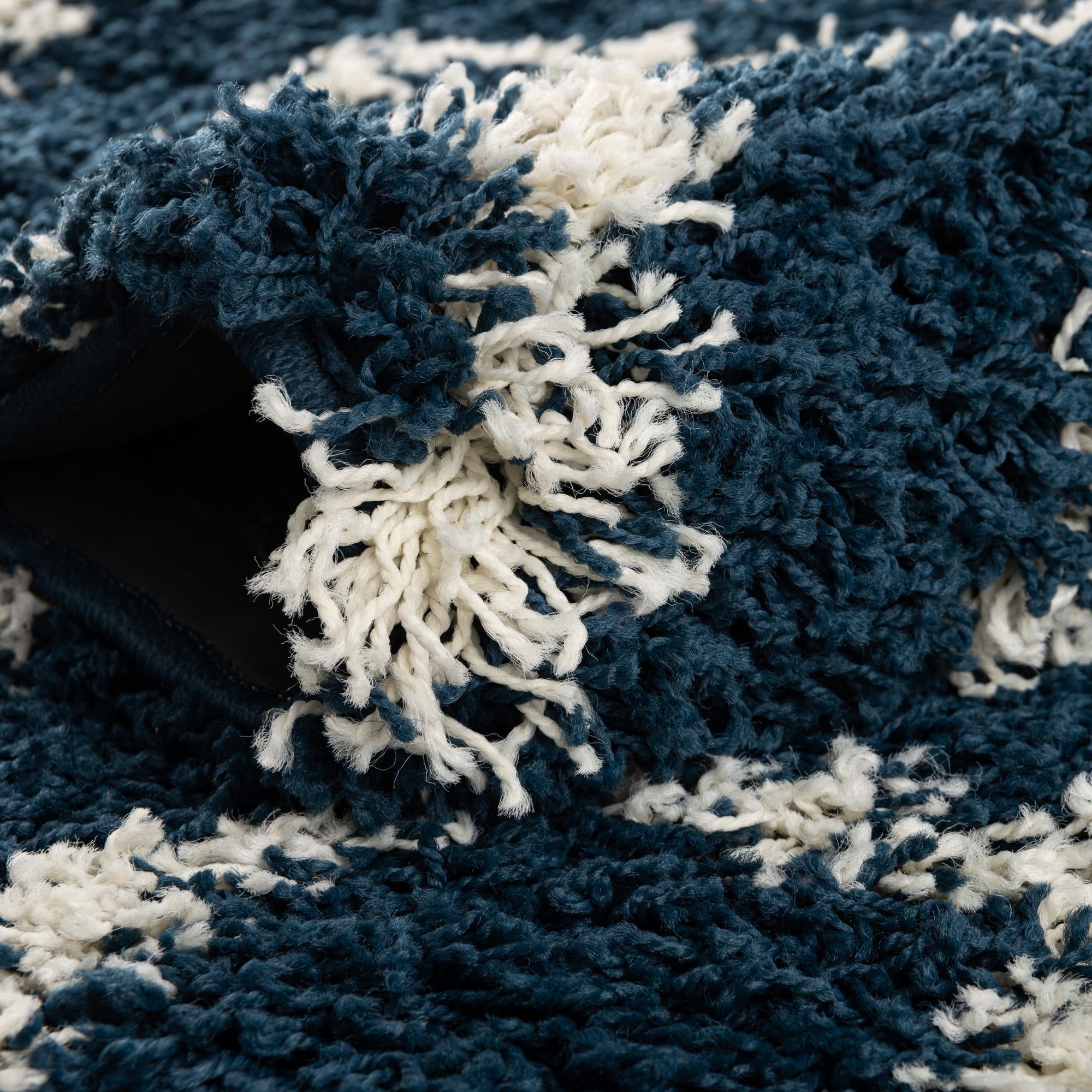 Custom Navy Blue Trellis Shag Rug
