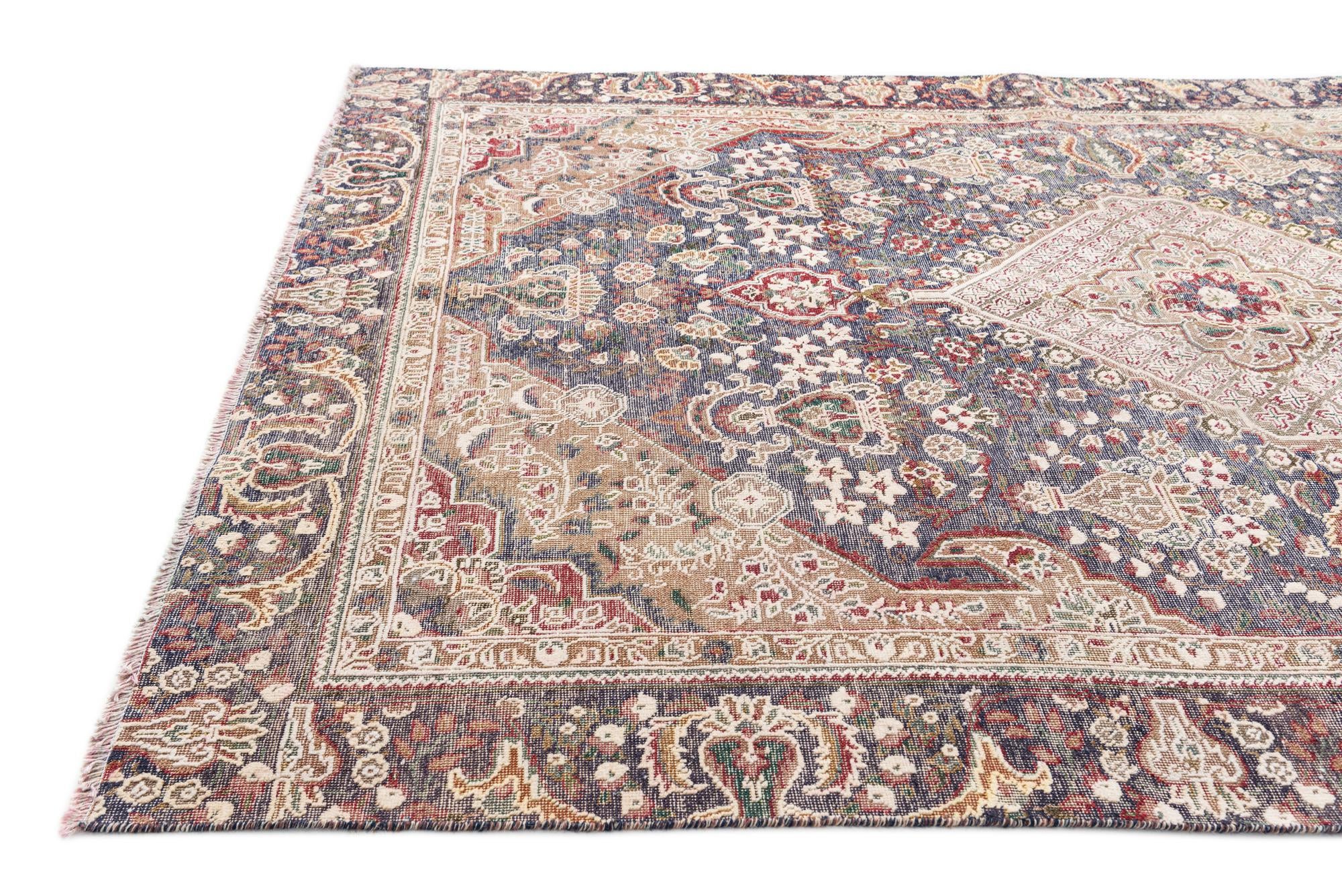 6' 1 x 9' 8 Hand Knotted Ultra Vintage Persian Wool Rug
