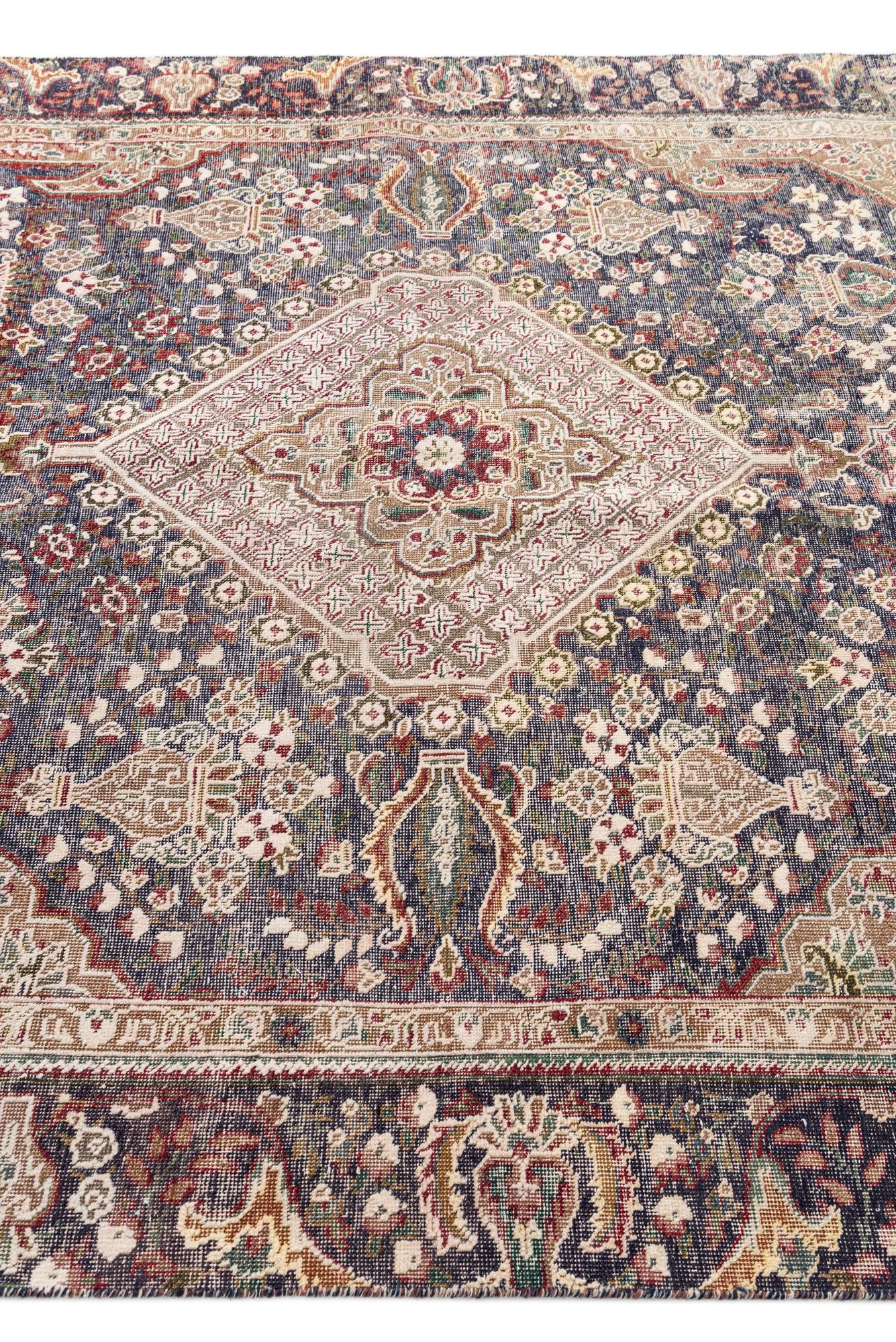 6' 1 x 9' 8 Hand Knotted Ultra Vintage Persian Wool Rug