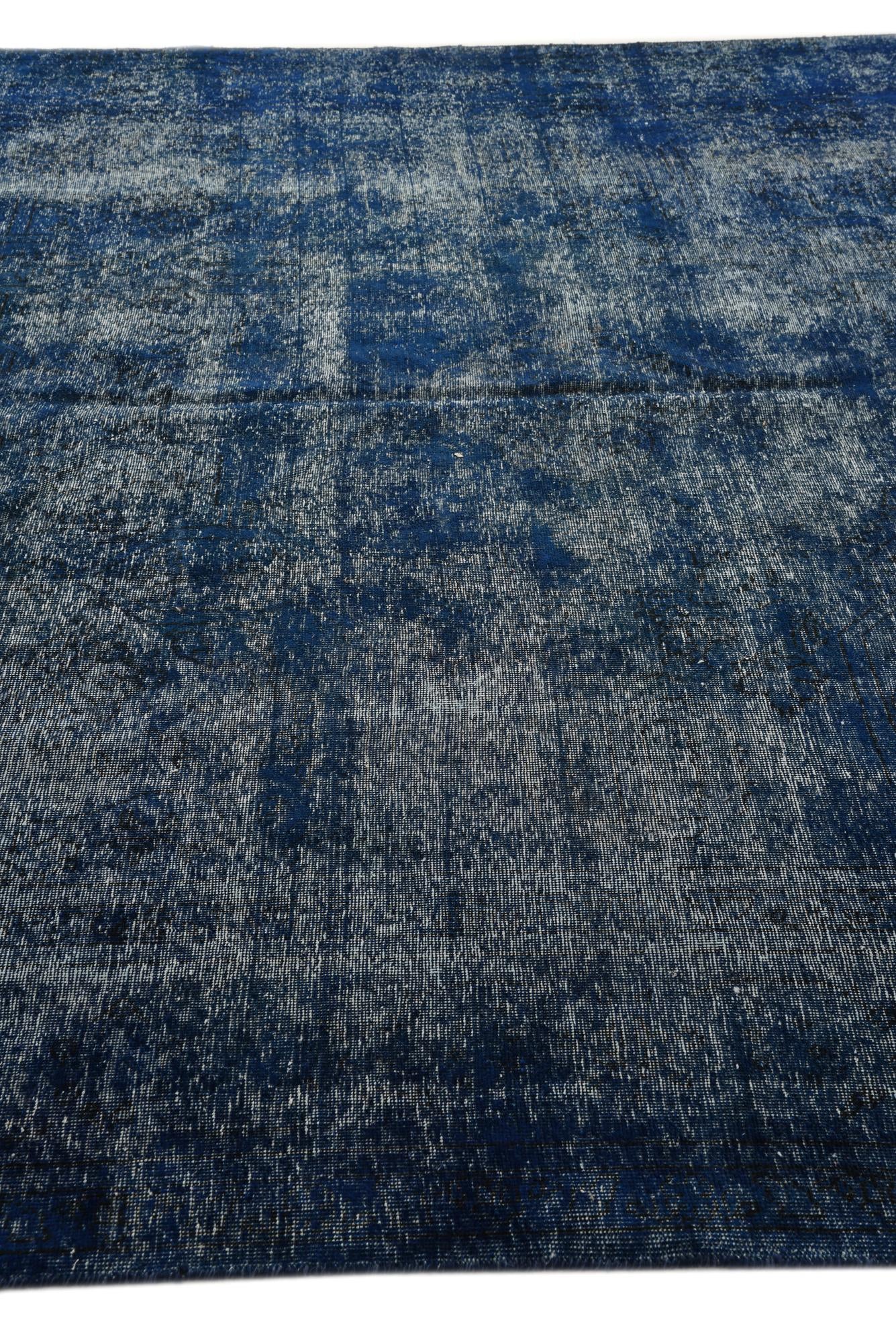 Navy Blue 9' 2 x 12' 6 Hand Knotted Ultra Vintage Persian Wool Rug
