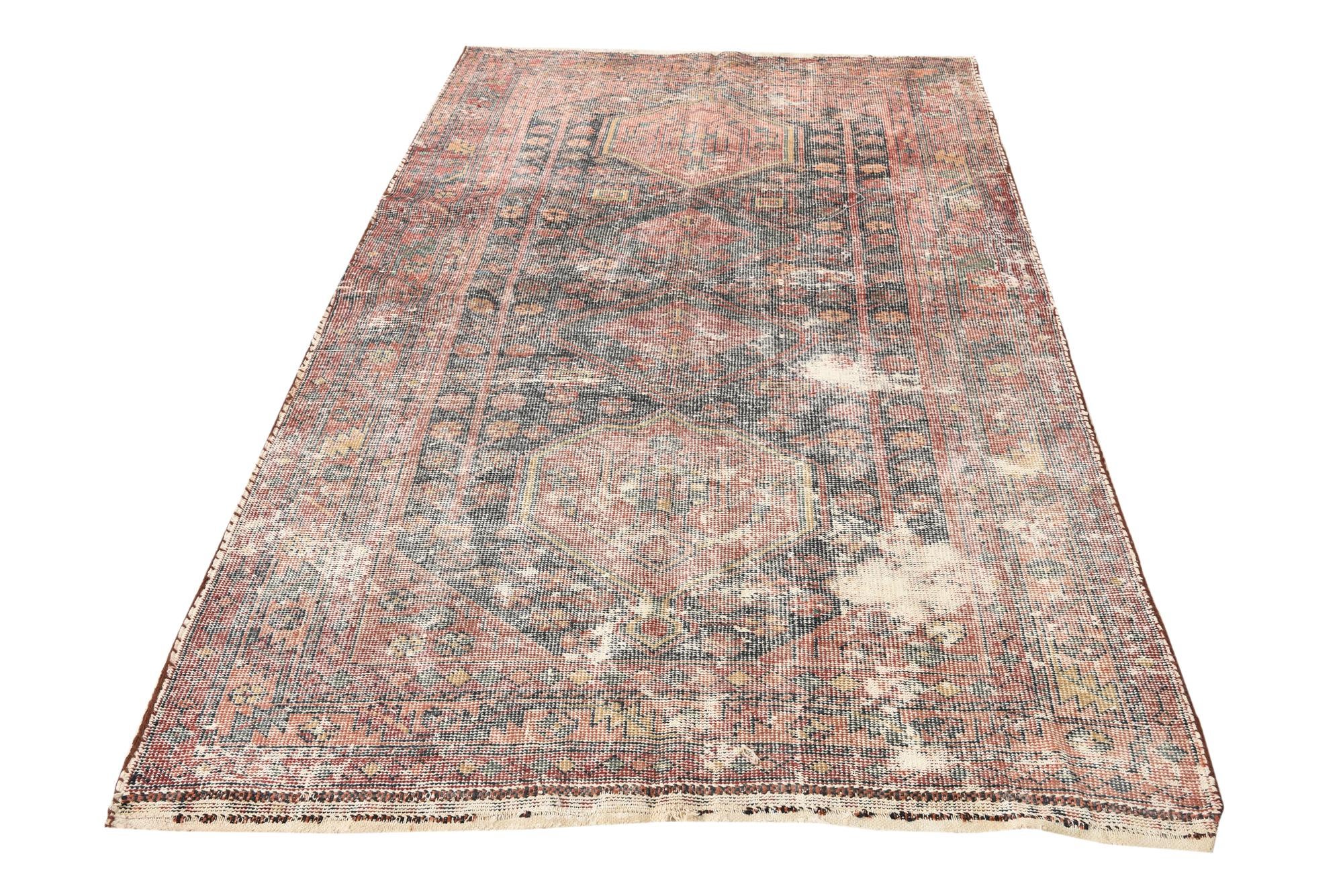 4' 6 x 7' 3 Hand Knotted Ultra Vintage Persian Wool Rug