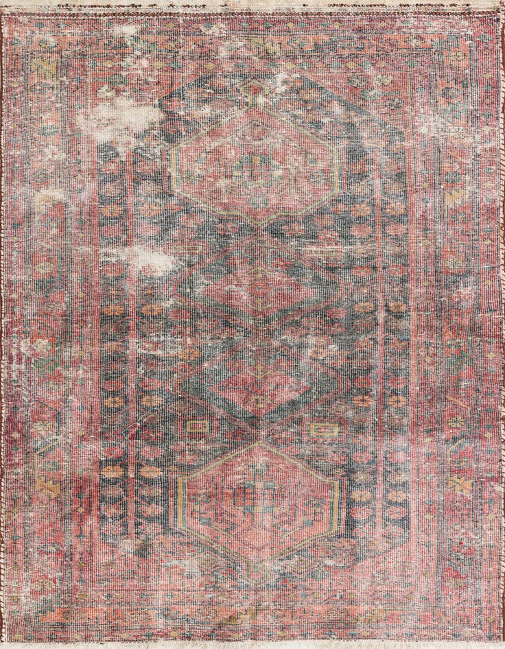 Detail image of 4' 6 x 7' 3 Hand Knotted Ultra Vintage Persian Wool Rug