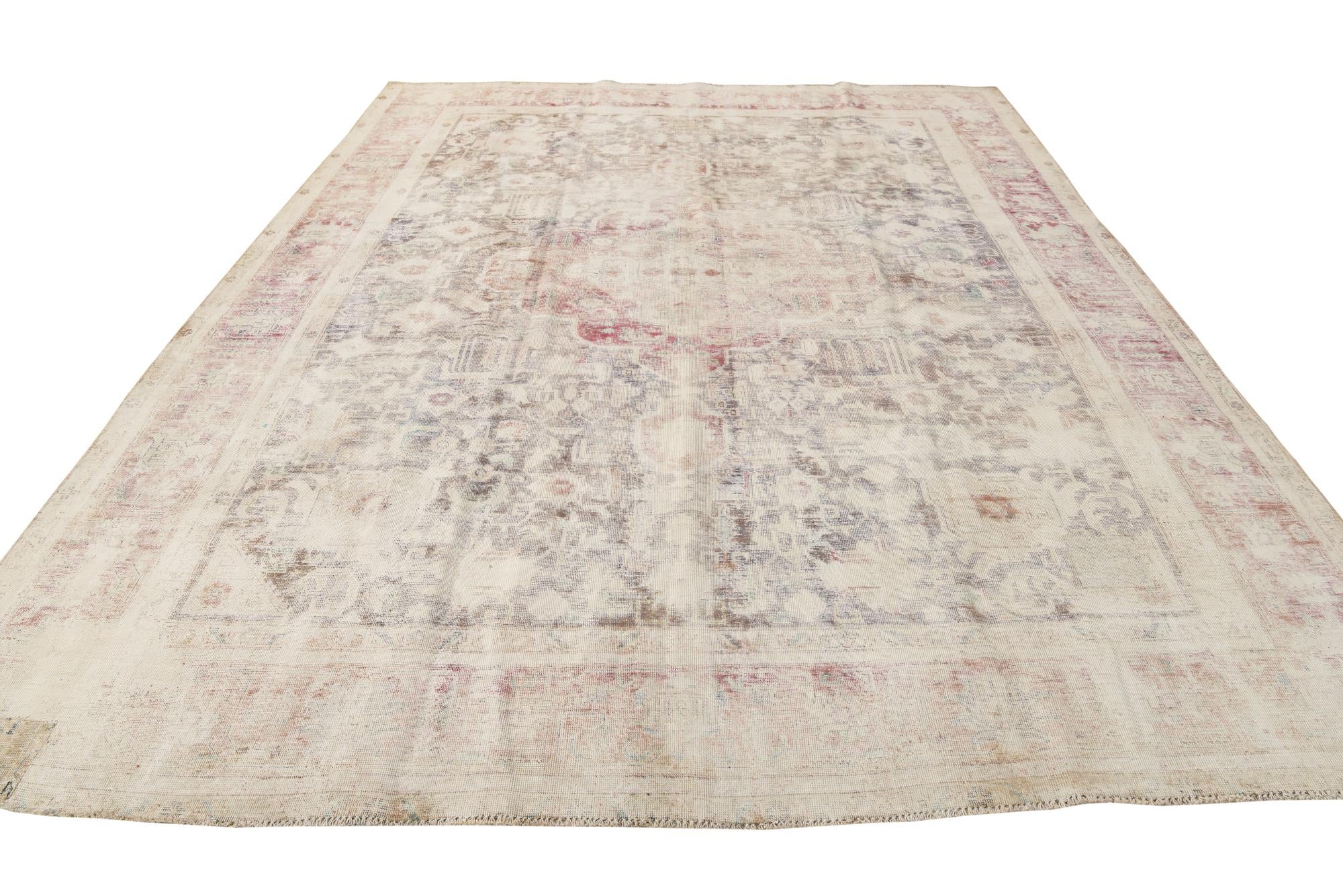 9' 9 x 12' 7 Hand Knotted Ultra Vintage Persian Wool Rug