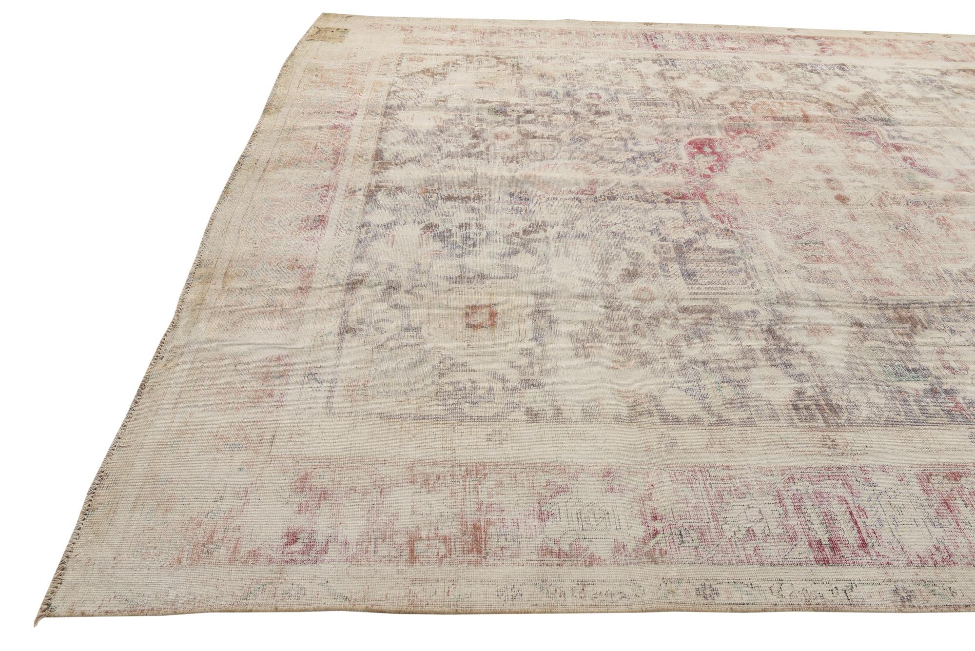 9' 9 x 12' 7 Hand Knotted Ultra Vintage Persian Wool Rug