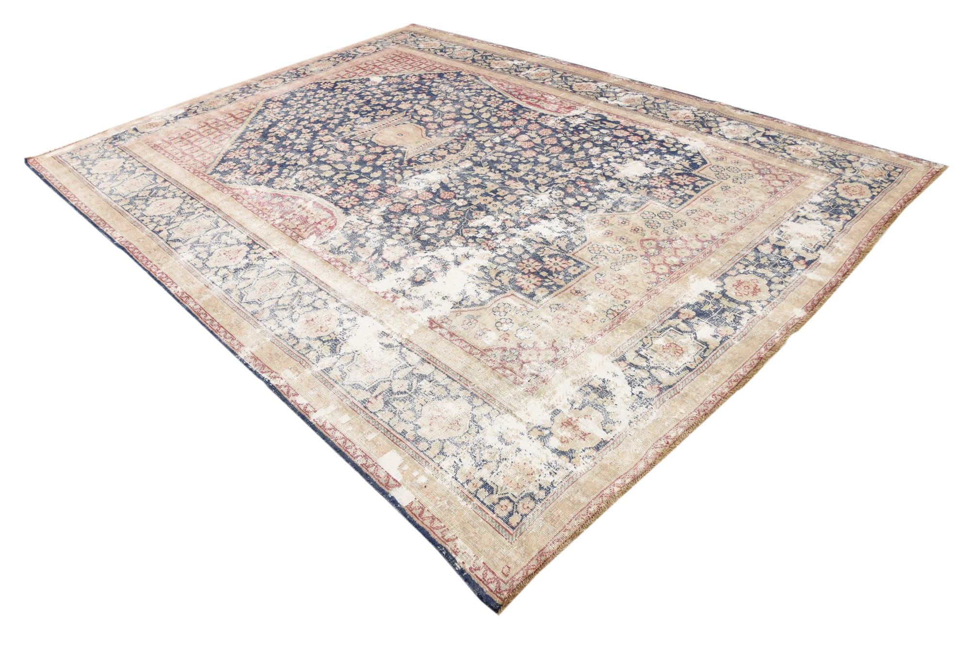 9' x 11' 8 Hand Knotted Ultra Vintage Persian Wool Rug