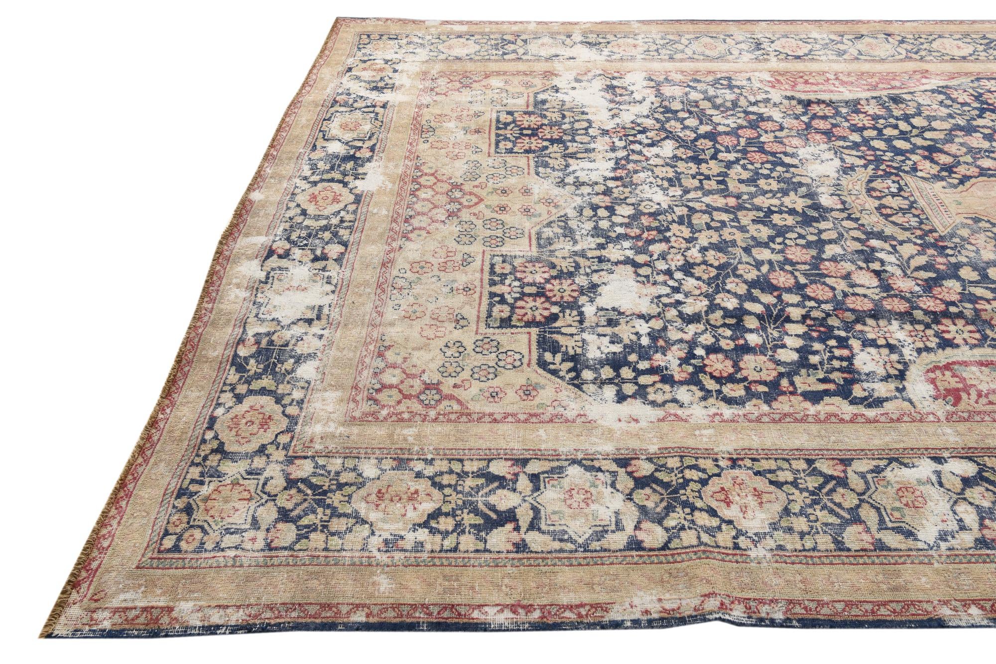 9' x 11' 8 Hand Knotted Ultra Vintage Persian Wool Rug