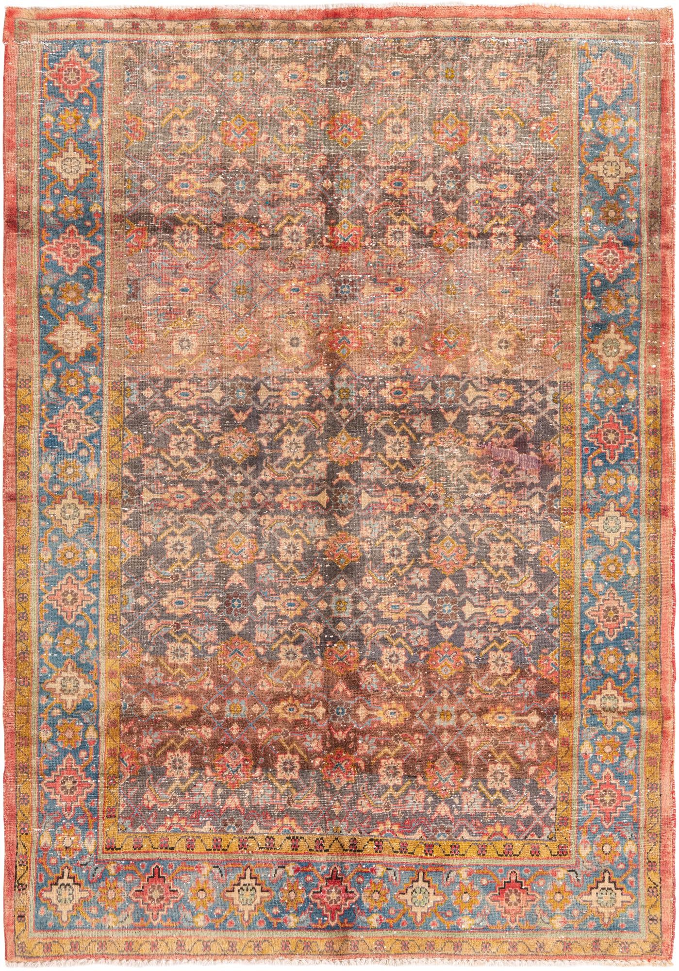 5' 3 x 7' 8 Hand Knotted Ultra Vintage Persian Wool Rug