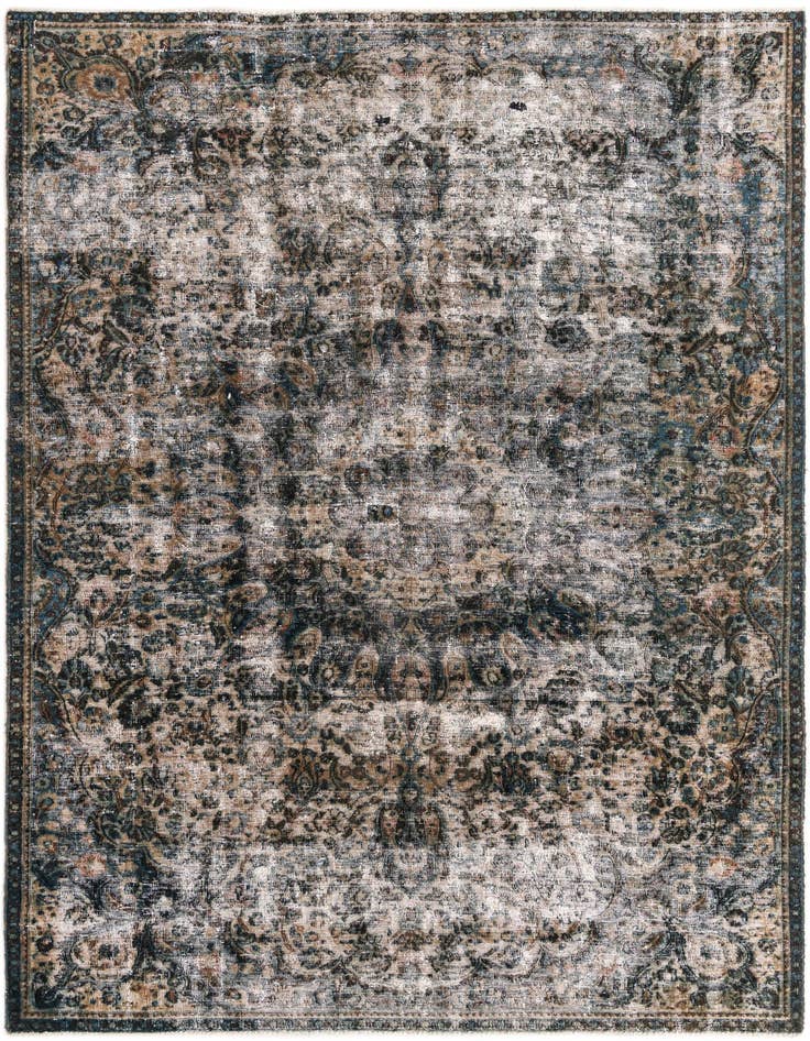 Detail image of 6' 10 x 11' Hand Knotted Ultra Vintage Persian Wool Rug