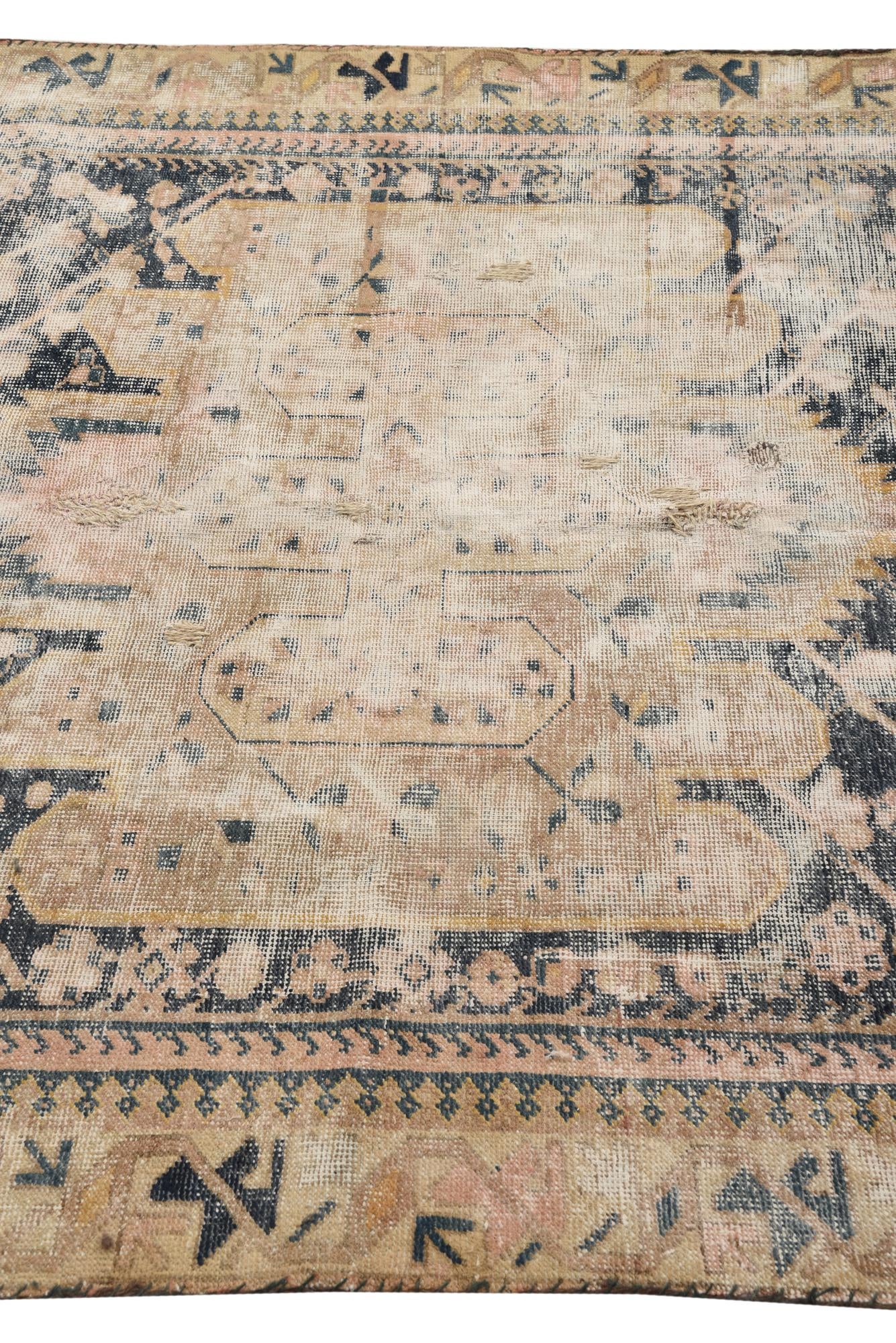 4' 10 x 6' 4 Hand Knotted Ultra Vintage Persian Wool Rug