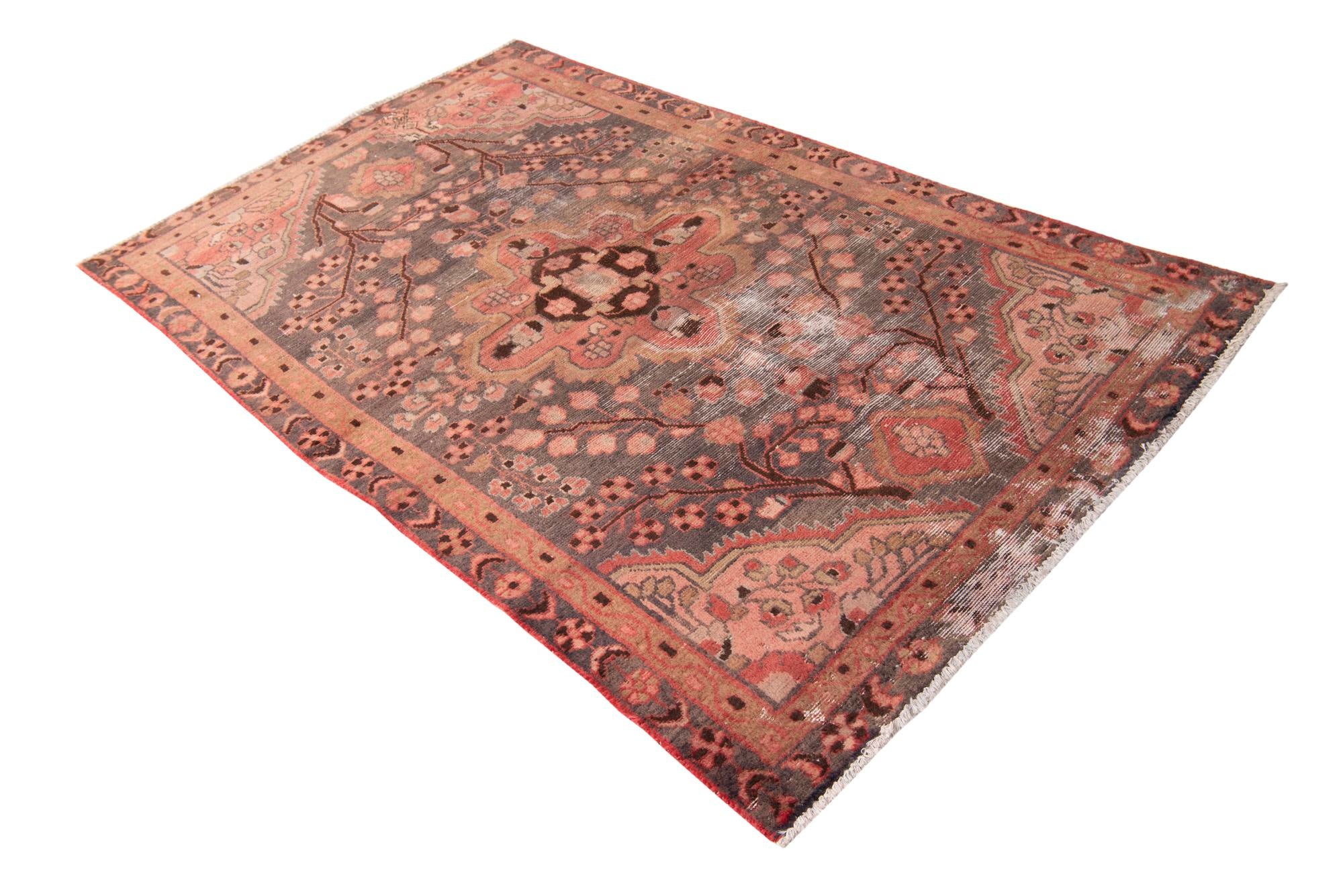 4' 1 x 6' 8 Hand Knotted Ultra Vintage Persian Wool Rug