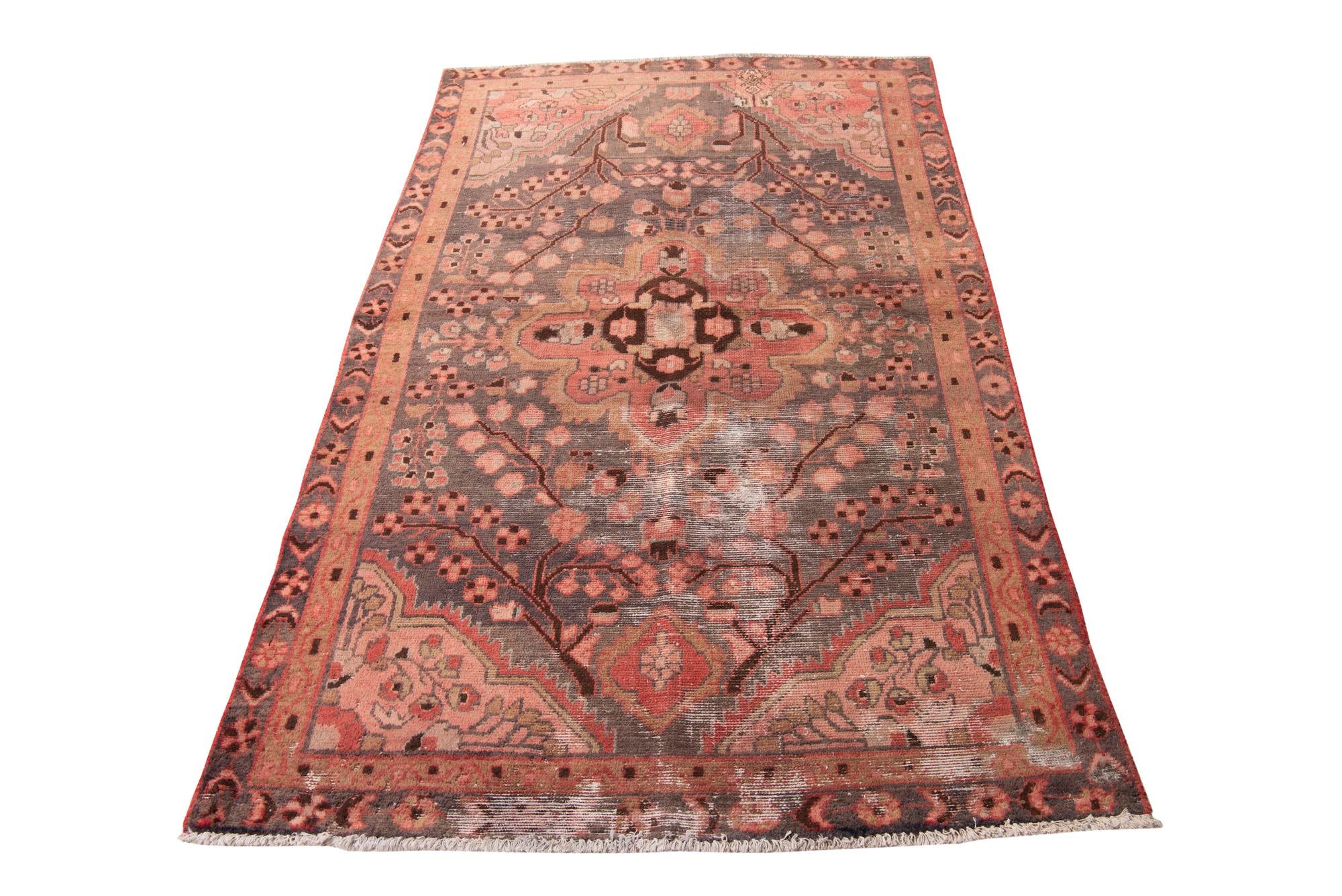 4' 1 x 6' 8 Hand Knotted Ultra Vintage Persian Wool Rug