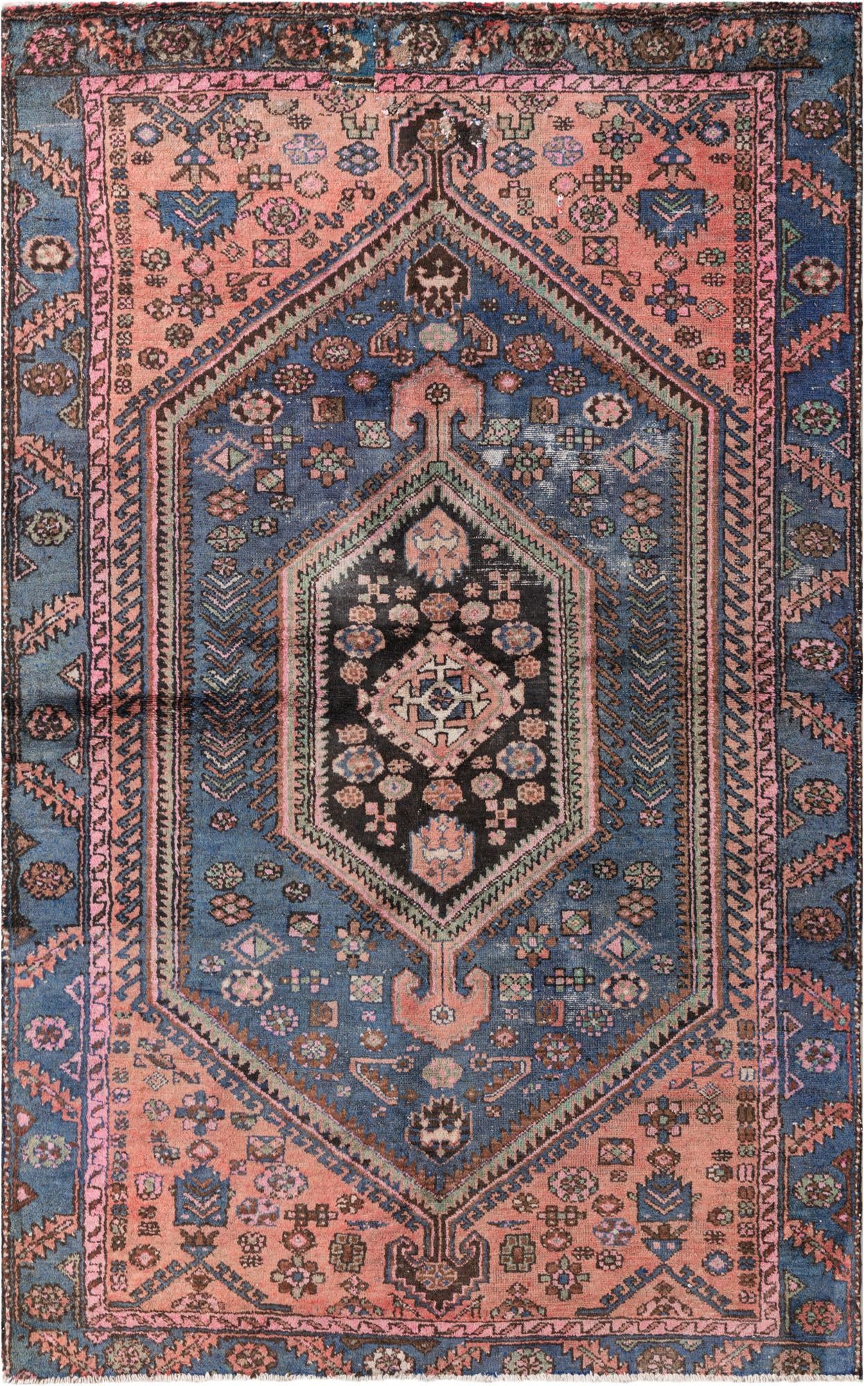 4' 5 x 6' 10 Hand Knotted Ultra Vintage Persian Wool Rug