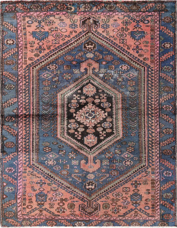  4' 5 x 6' 10  Hand Knotted Ultra Vintage Persian W...