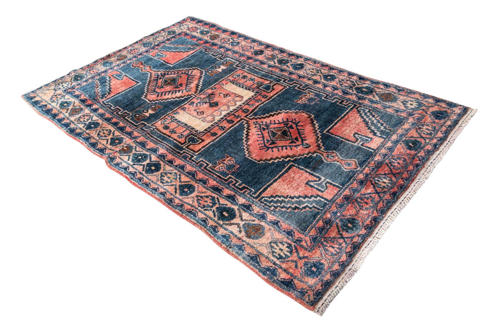 135cm x 220cm anudado a mano Ultra Vintage Alfombra Persa Lana
