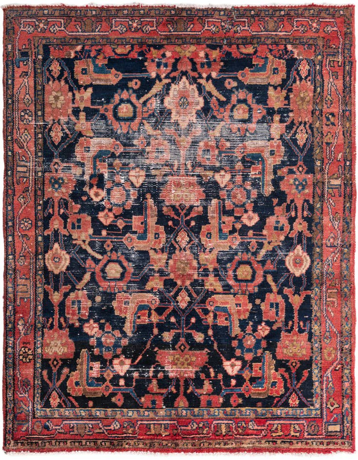 Detail image of 4' 9 x 6' Hand Knotted Ultra Vintage Persian Wool Rug
