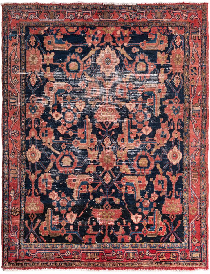 Detail image of 4' 9 x 6' Hand Knotted Ultra Vintage Persian Wool Rug
