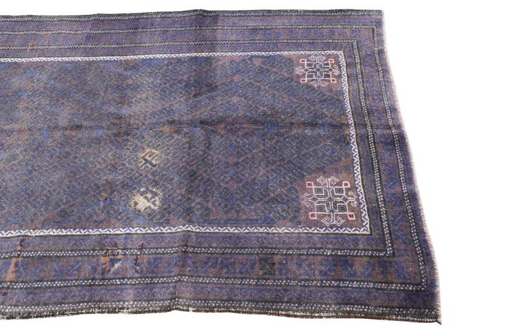 Detail image of 4' 2 x 7' 6 Hand Knotted Ultra Vintage Persian Wool Rug