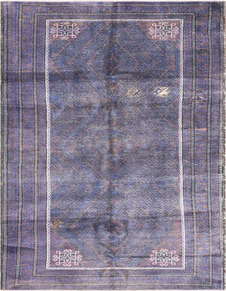 Detail image of 4' 2 x 7' 6 Hand Knotted Ultra Vintage Persian Wool Rug