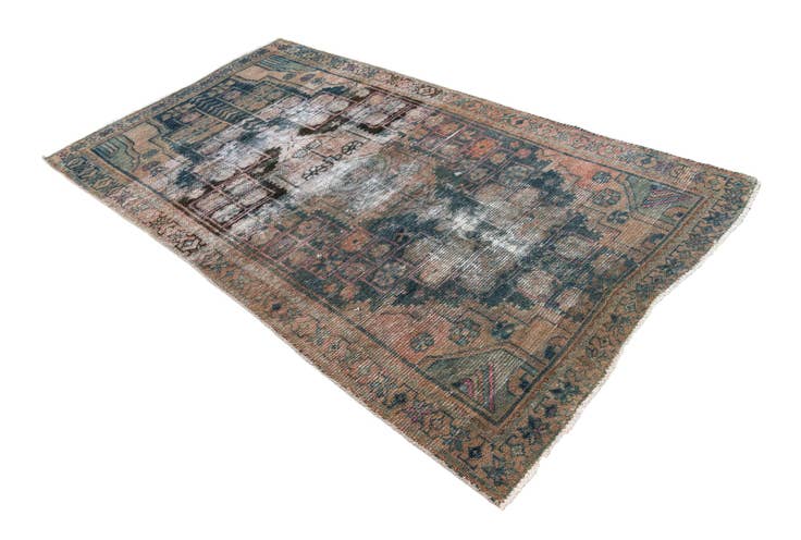 Detail image of 4' 4 x 8' Hand Knotted Ultra Vintage Persian Wool Rug