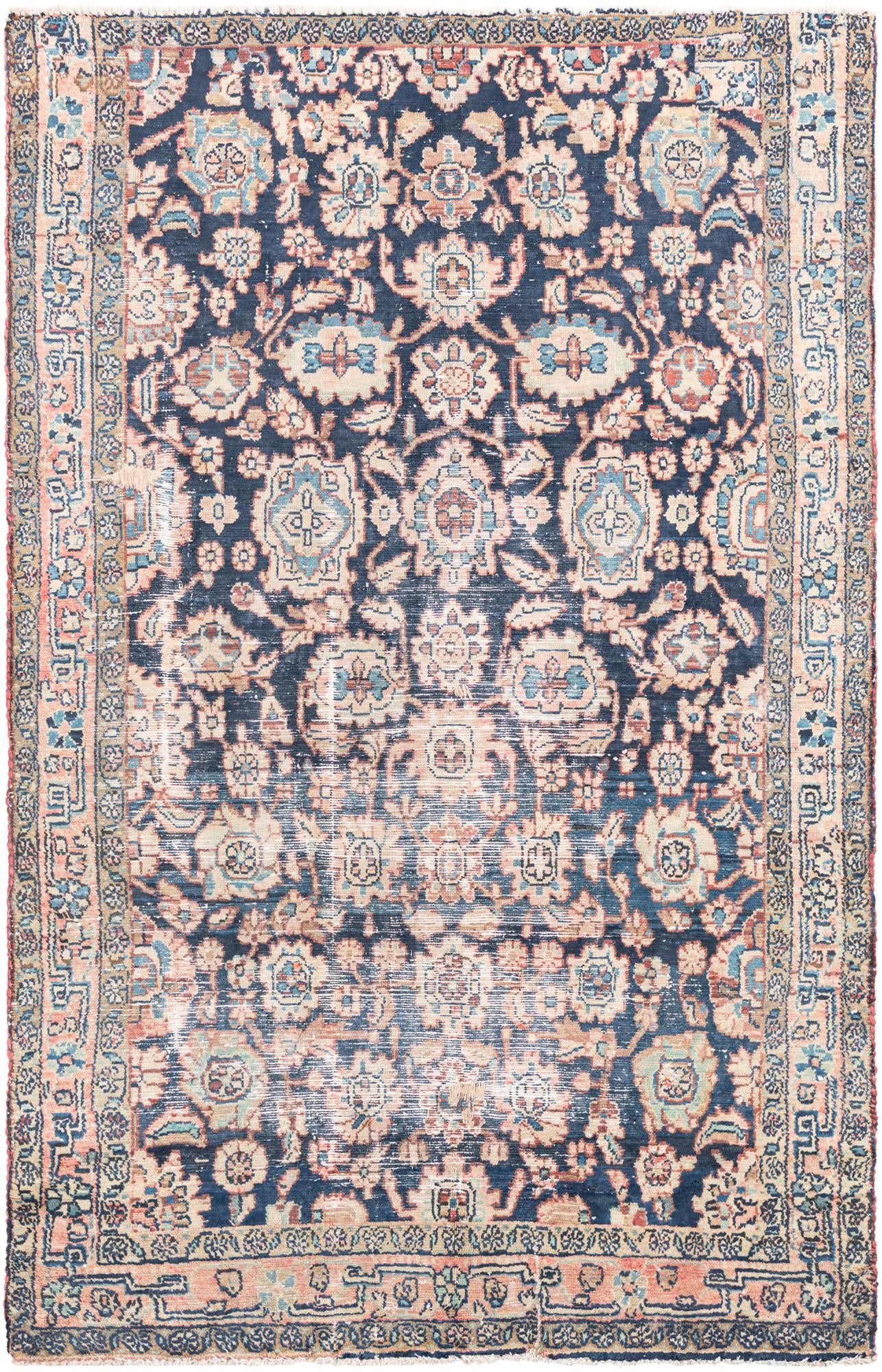 4' 6 x 7' 1 Hand Knotted Ultra Vintage Persian Wool Rug