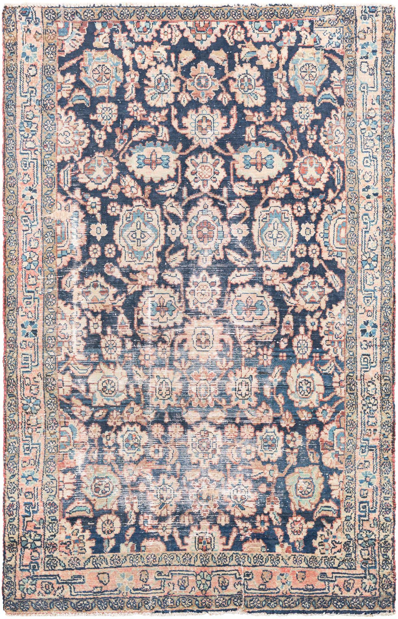 4' 6 x 7' 1 Hand Knotted Ultra Vintage Persian Wool Rug