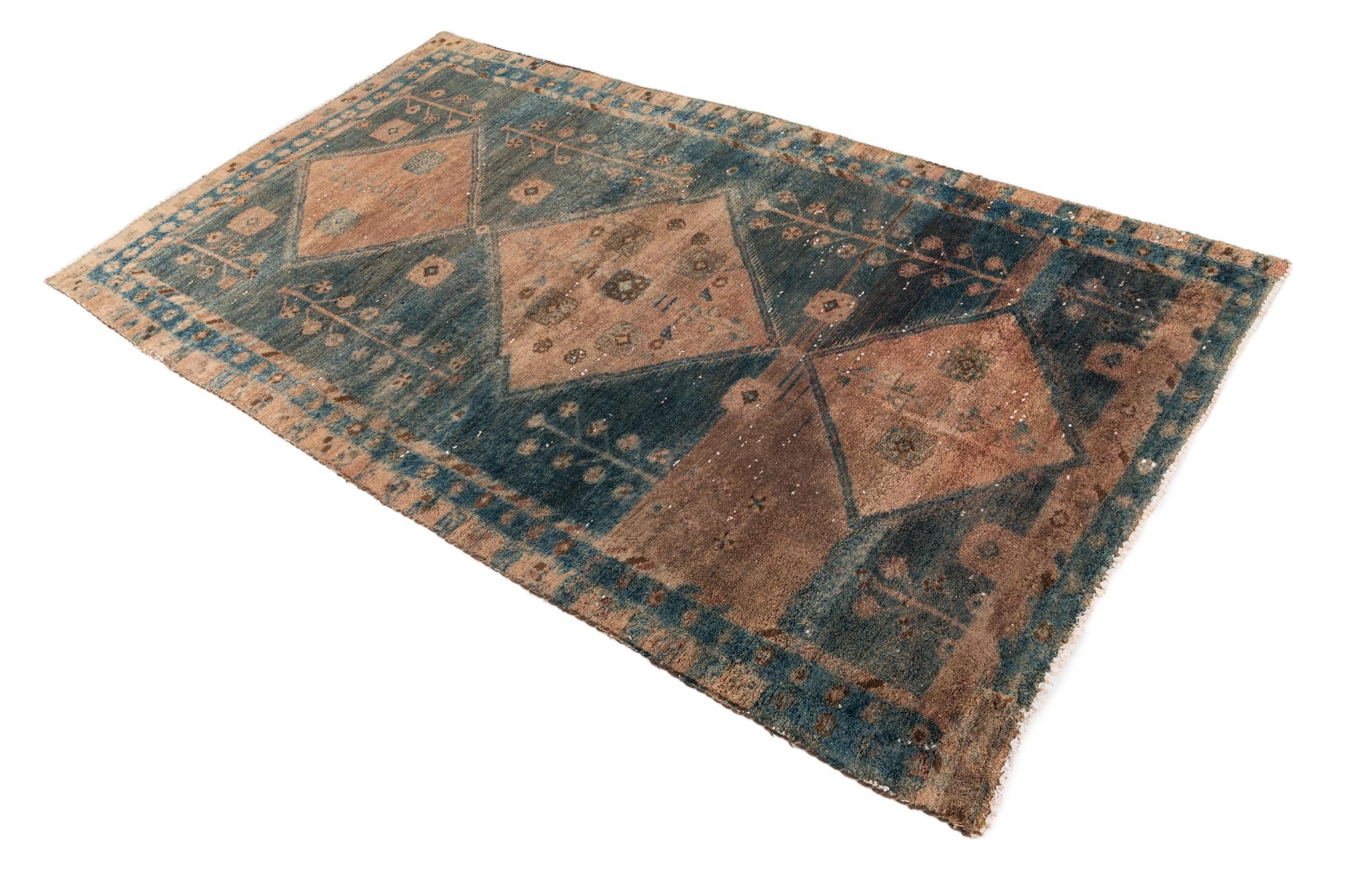 4' 1 x 7' Hand Knotted Ultra Vintage Persian Wool Rug