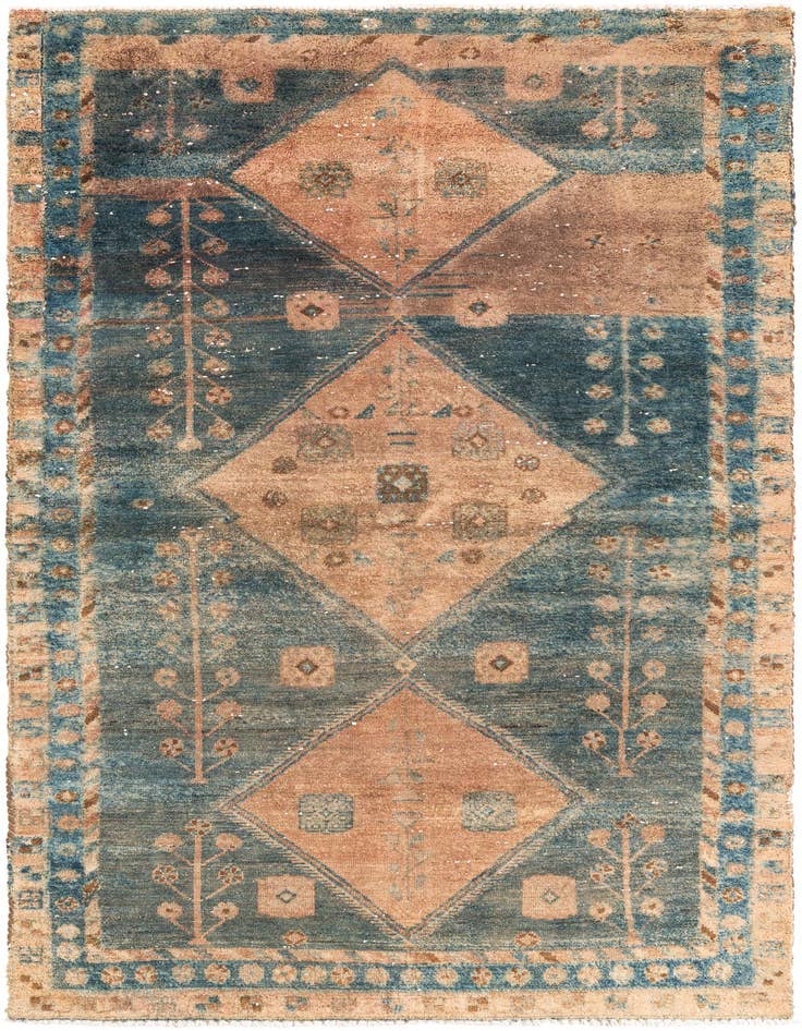 Detail image of 4' 1 x 7' Hand Knotted Ultra Vintage Persian Wool Rug