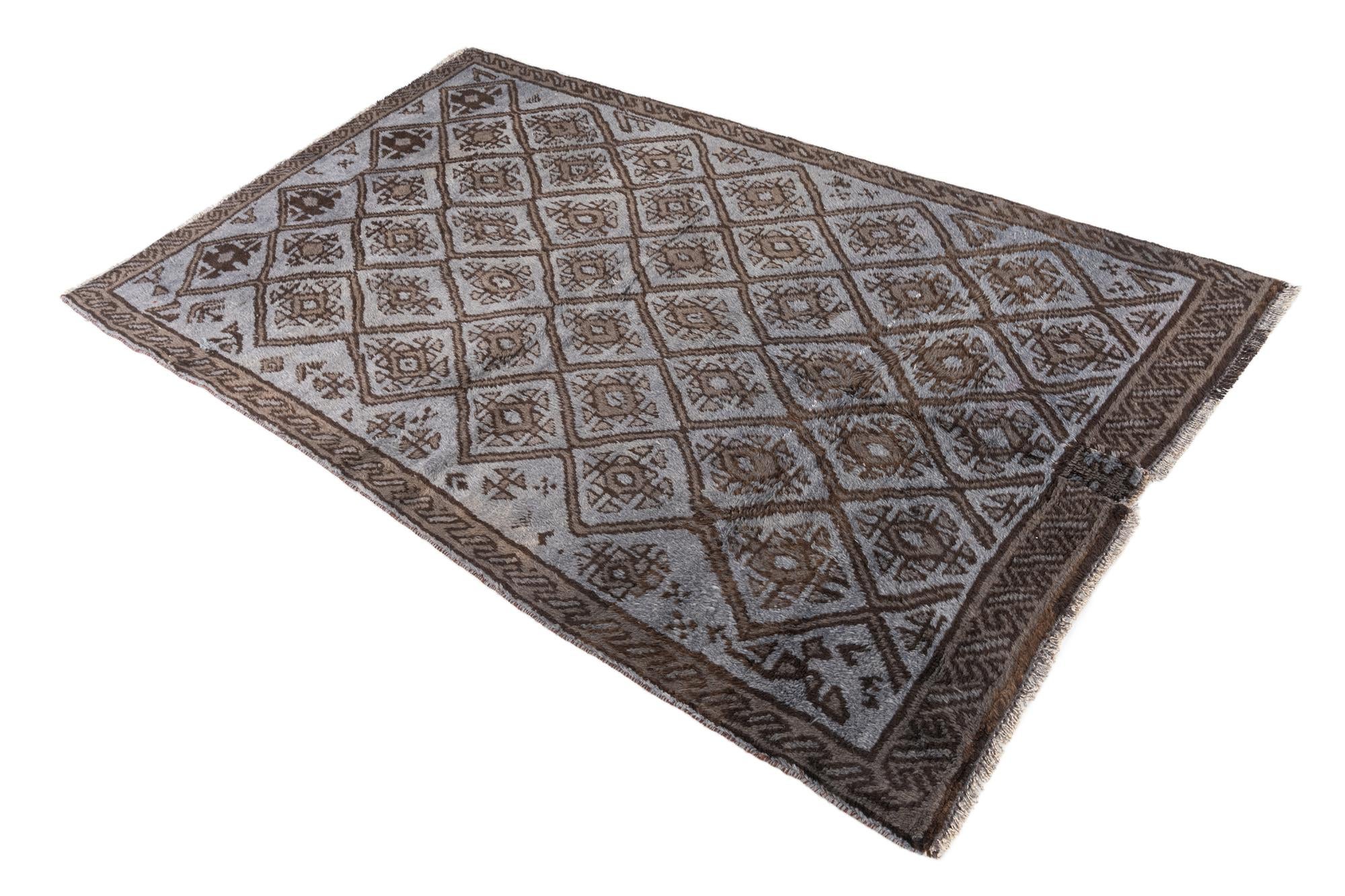 4' 1 x 6' 9 Hand Knotted Ultra Vintage Persian Wool Rug