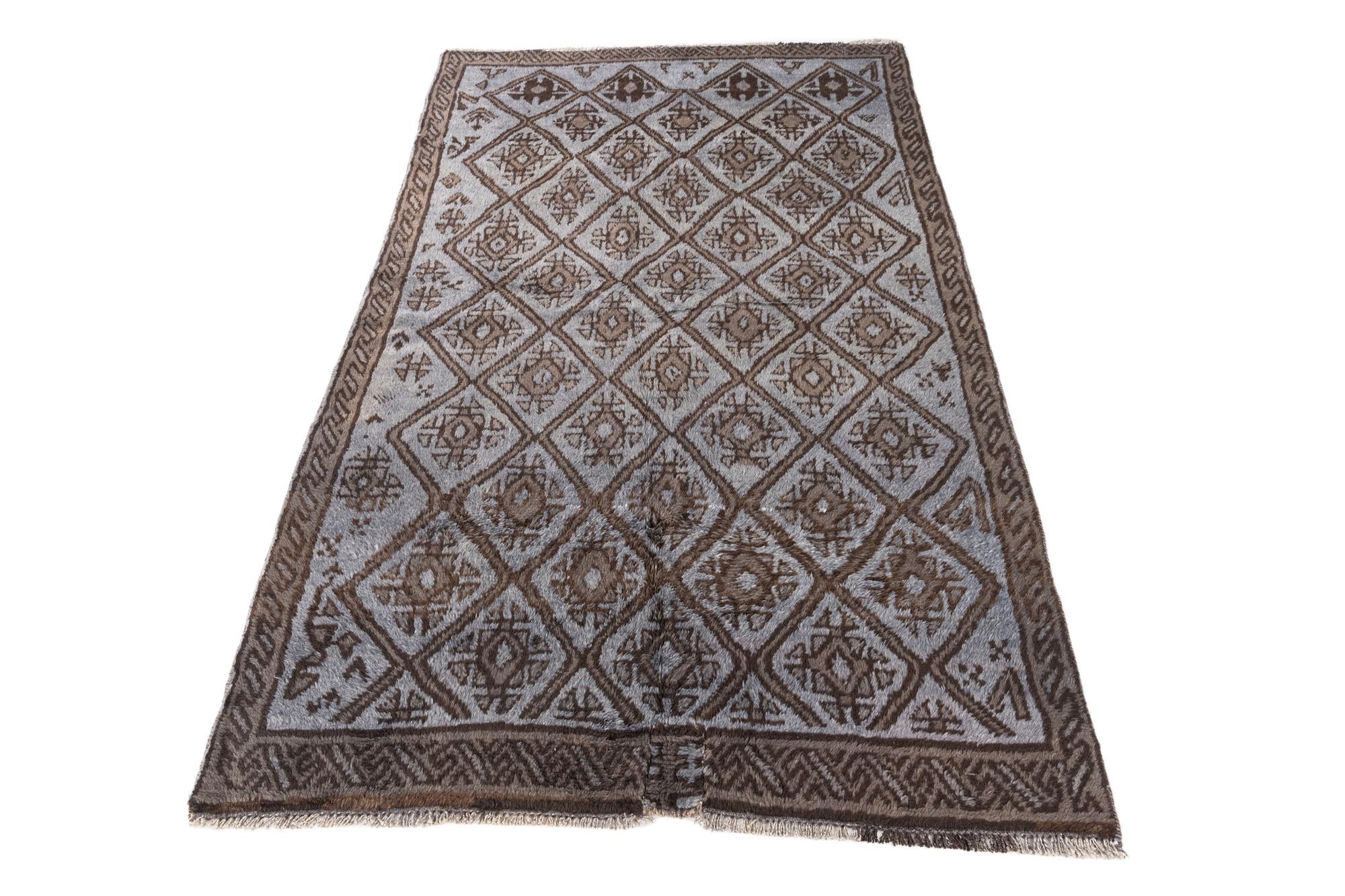 4' 1 x 6' 9 Hand Knotted Ultra Vintage Persian Wool Rug