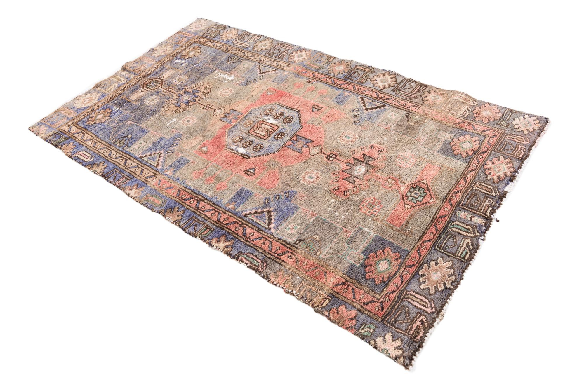 3' 8 x 6' Hand Knotted Ultra Vintage Persian Wool Rug