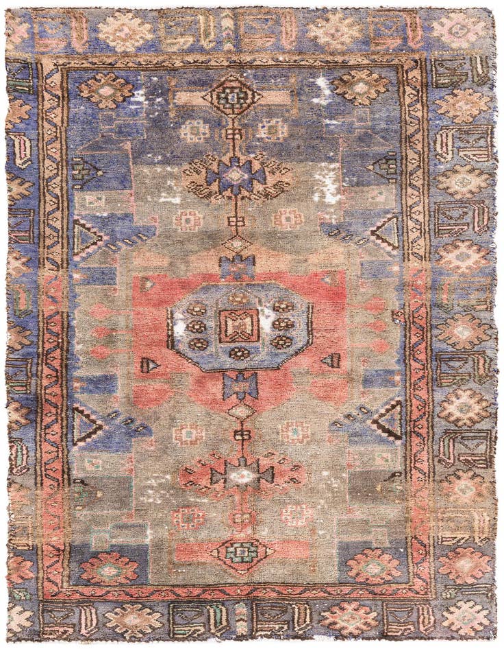 Detail image of 3' 8 x 6' Hand Knotted Ultra Vintage Persian Wool Rug
