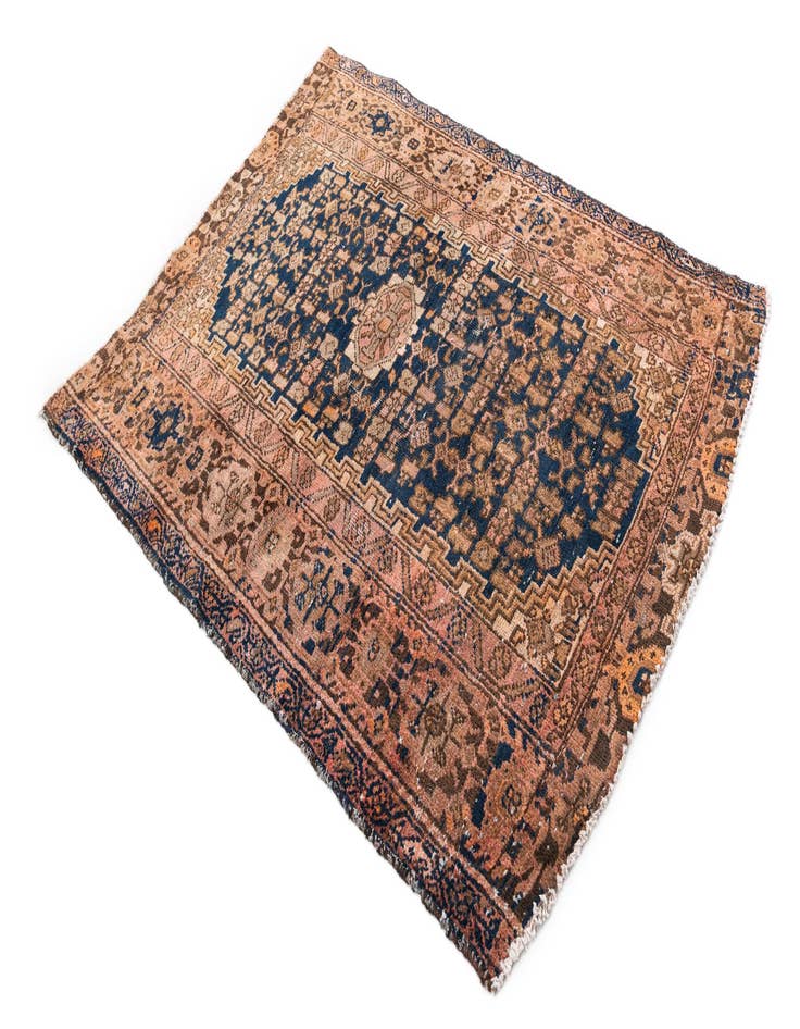 Detail image of 4' 4 x 5' 5  Hand Knotted Ultra Vintage Persian Wool Rug