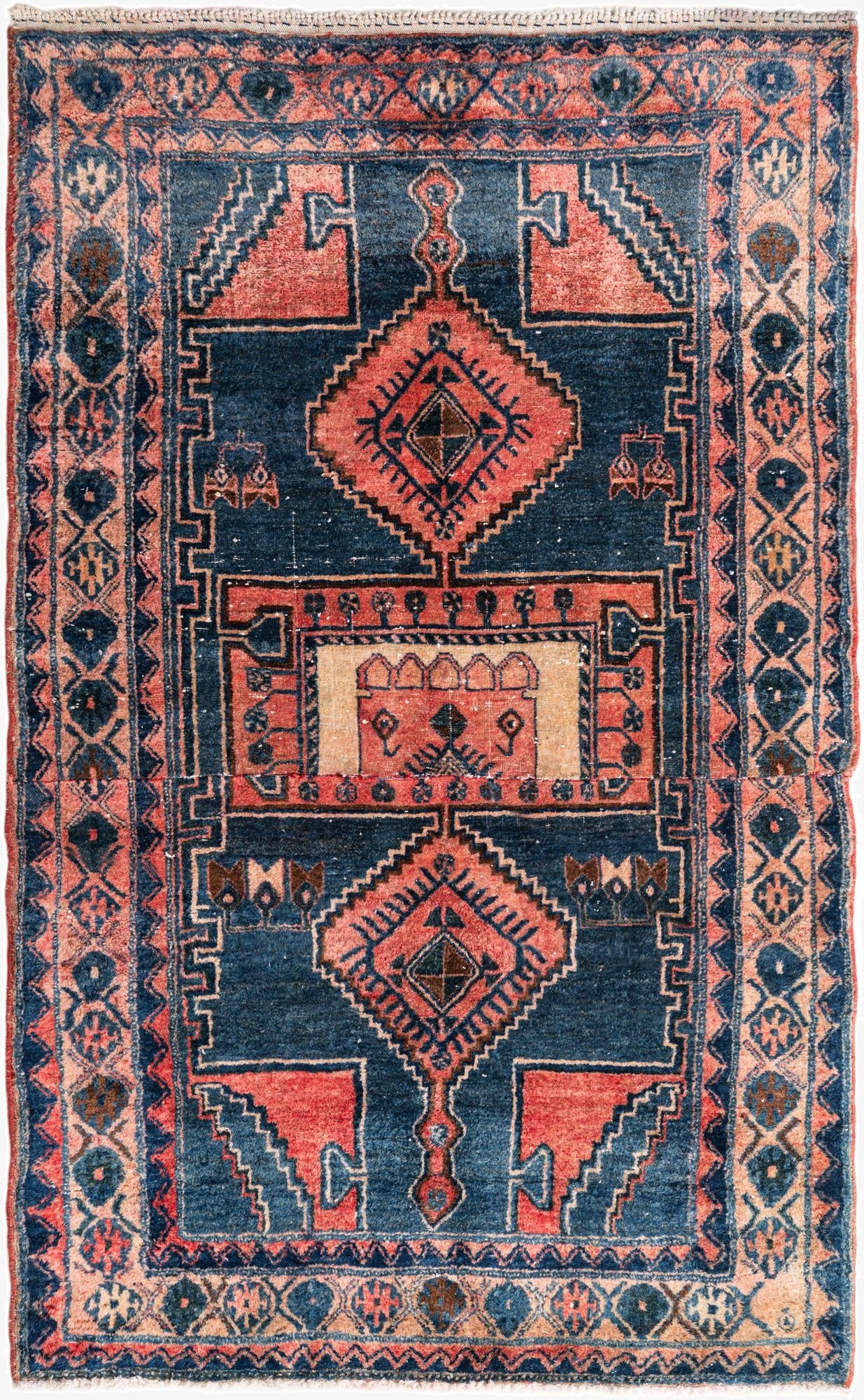 4' 5 x 7' 3  Hand Knotted Ultra Vintage Persian Wool Rug