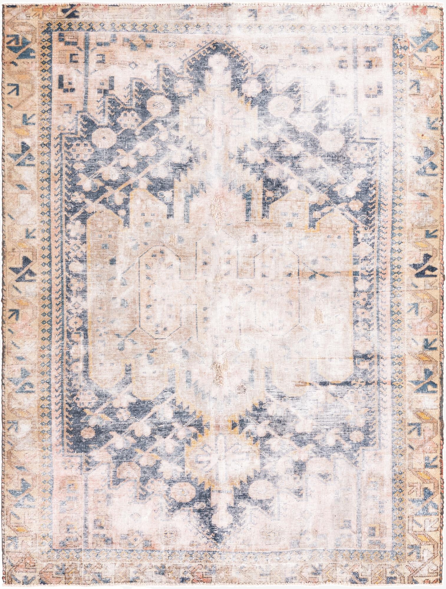 4' 10 x 6' 4  Hand Knotted Ultra Vintage Persian Wool Rug
