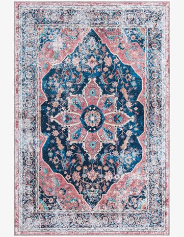Navy Blue Washable Yara Rug