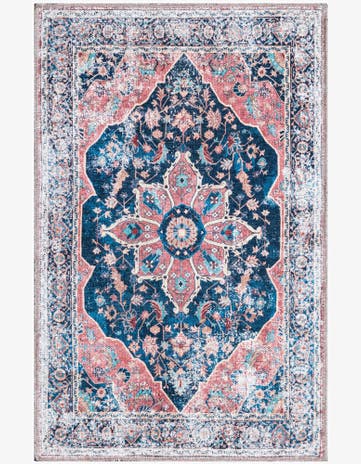 Navy Blue Washable Yara Rug