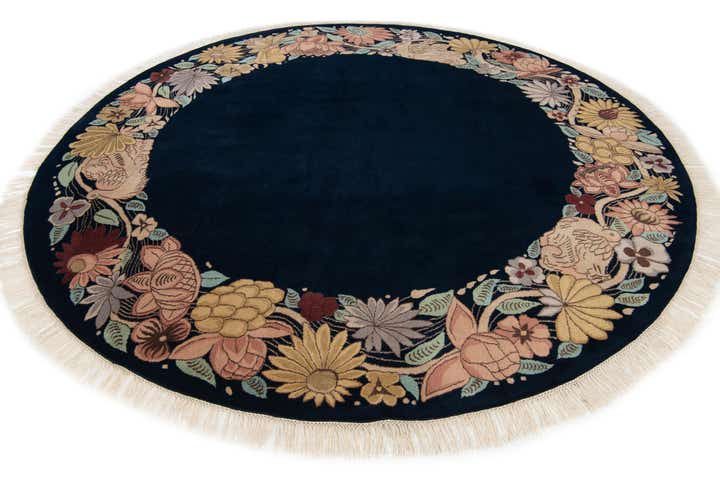 8' 2 x 8' 2 Hand Knotted Agra Oriental Wool Round Rug