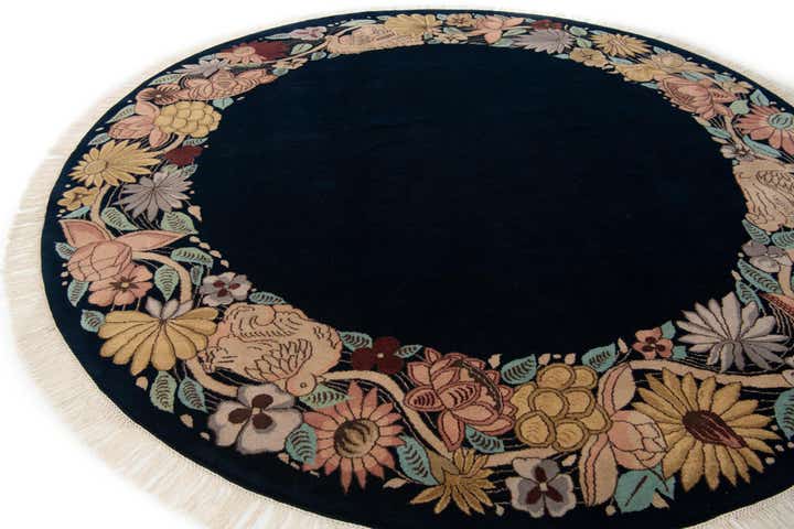 8' 2 x 8' 2 Hand Knotted Agra Oriental Wool Round Rug