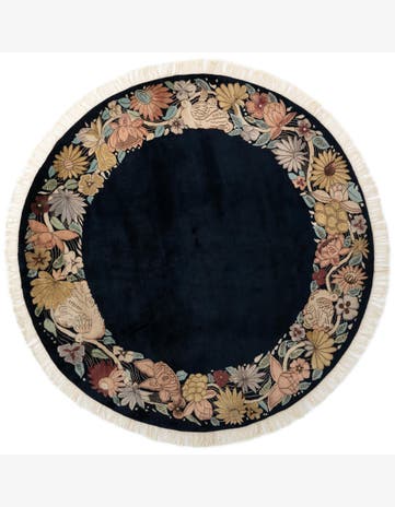 8' 2 x 8' 2 Hand Knotted Agra Oriental Wool Round Rug