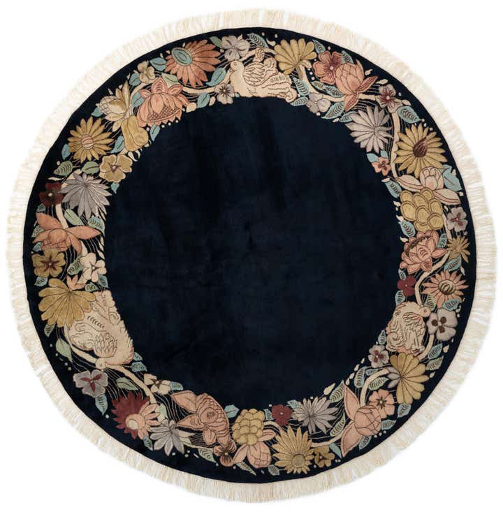8' 2 x 8' 2 Hand Knotted Agra Oriental Wool Round Rug