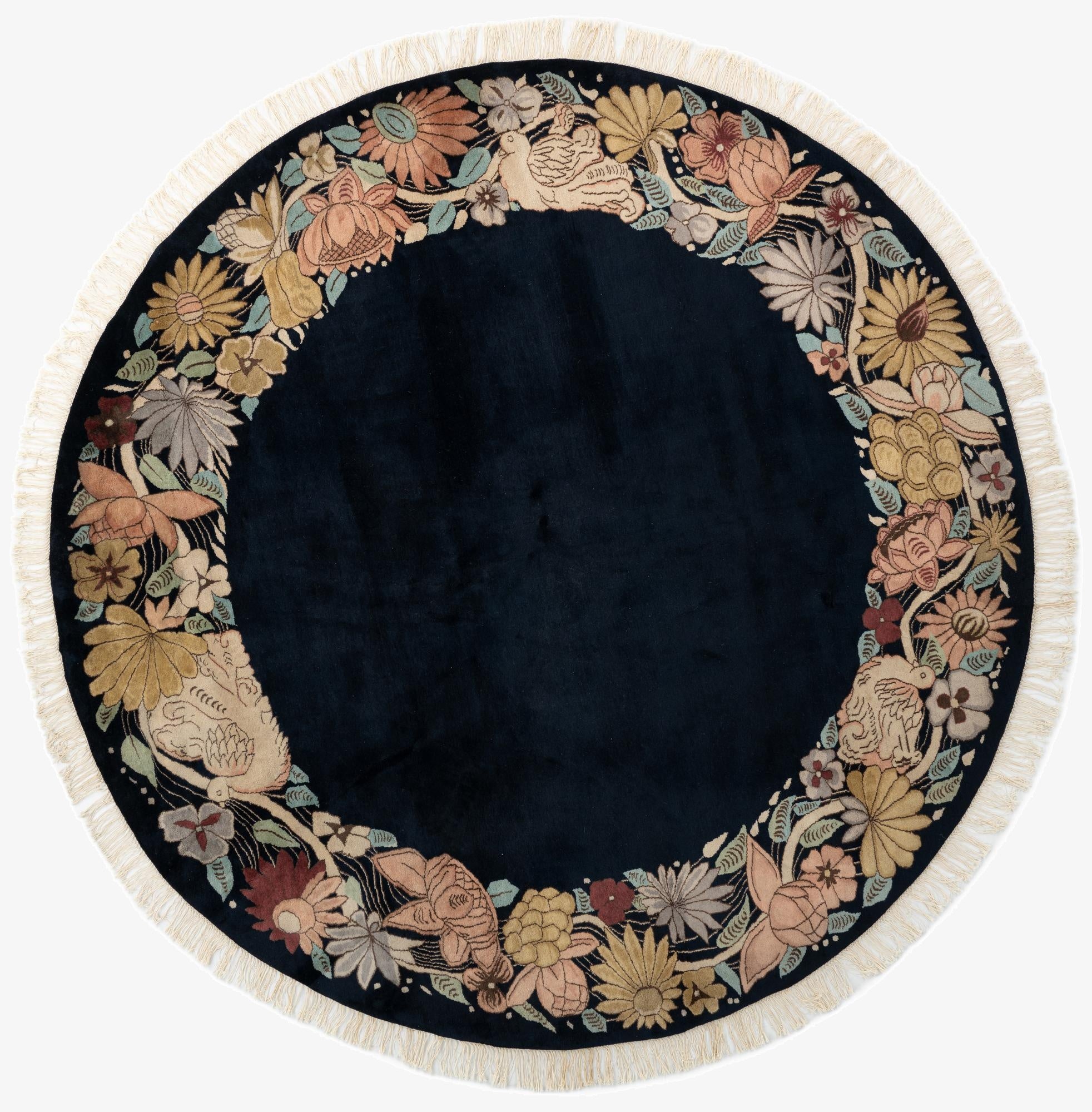 8' 2 x 8' 2  Hand Knotted Agra Oriental Wool Round Rug