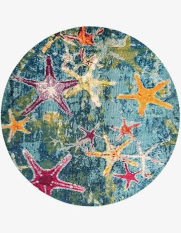 Navy Blue Washable Amalfi Round Rug