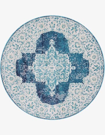 Navy Blue Amulet Round Rug